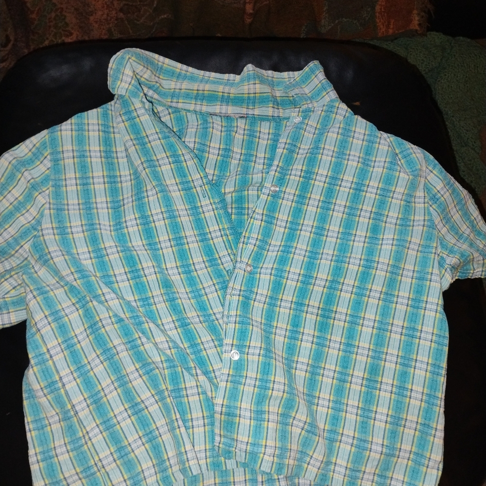 Blue and Yellow Plaid Shirt